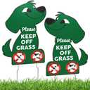 Keep Off Grass Signs for Yard with Stakes, 8 x 12 Inch Green Dog Shaped Double Sided No Dog Poop Signs for Yard, Weather-Resistant Corrugated Plastic Lawn Sign