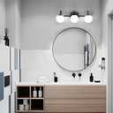 Modern Black Bathroom Vanity Light Fixtures 3 Lights Frame and Milk White Glass Globe Shade Modern Wall Sconce Lighting Bath Vanity Lights Bar Over Mirror (Exclude G9 Bulb)