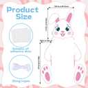 2 x Easter Bunny Door Banner Decorations Cute Cartoon Rabbit Hanging Porch Sign Banner Pink Giant Happy Easter Door Cover for Front Door Home Wall Garage Decor Spring Birthday Baby Shower Party Supplies