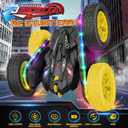 Jimdella Remote Control Car,RC Cars with Sides Light Strip and Headlights,Double Sided 360 Flips Rotating RC Stunt Car,2.4Ghz All Terrain Toys for Ages 4-8 Kids Toy for Boys Birthday Gift(Black)