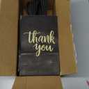 50 Pack Small Size Black Thank You Paper Gift Bags with Handles 9x5.5x3.15 Inch for Business Birthday Wedding Bridal Baby Shower Party Favors Goodies