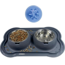 Stainless Steel Dog Bowls with Silicone Mat, Non-Skid Pet Feeder, No-Spill Design, Rust-Resistant Cat Dishes, Easy to Clean, Grey
