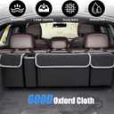 Car Trunk Organizer and Storage, Backseat Hanging Trunk Organizers and Storage, Waterproof Collapsible Cargo Large Bag with 4 Pockets, Car Interior Accessories for SUV, Truck (Black)