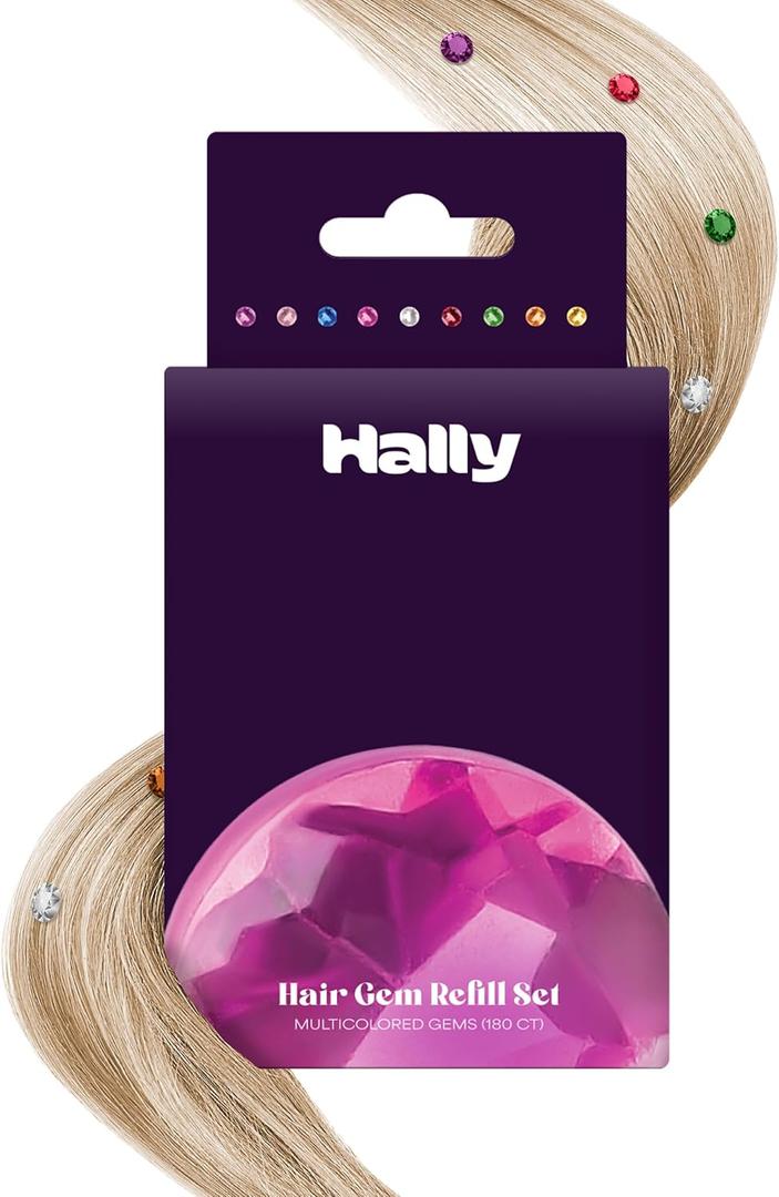 Hally Hair Gems Pen Refill Set - Includes 180 Multicolored Adhesive Gem Stickers Hair Jewels - Stylish Hair Accessories for School, Halloween, Festivals, Wedding, Parties & More (Classic)