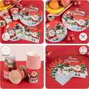 100 Pieces Christmas Paper Plates and Napkins Set Christmas Disposable Tableware Set Santa Claus Paper Plates Napkins Cups for Xmas Merry Christmas Party Supplies, Serves 25 (Red)