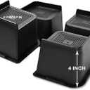 shouwuhho Bed Risers 2 inch, 3 inch, 4 inch, 6 inch, 8 inch, Oversized Furniture Risers, Bed Lifts Risers Support up to 6,000 Lbs for Bed Frame, Table, Couch, Sofa, Chair (Black 4 Pack, 4 inch)
