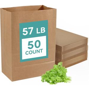 MUCHII 57 LB 50 Count Kraft Paper Bags, Large Brown Paper Grocery Bags for Storage, Shopping