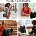 Soft PU Leather and Suede Tote Bag Shoulder Bag for Women - Large Capacity Hobo Bag with Interior Pockets, Black