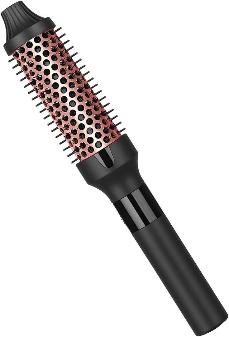 Hopopower 1.25/1.5 Inch Curling Iron Brush Ceramic Double PTC Heated Round Hair Curling Comb, Tourmaline Ionic Hot Hair Curler Thermal Brush for Traveling (1.25inch)