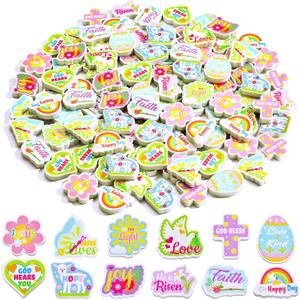 Geyoga 120 Pcs Easter Christian Bible Mini Eraser Jesus God Pencil Erasers 3D 12 Styles Puzzle Erasers for Sunday School Classroom Education Rewards and Prizes Church Stationery Easter Bag Filler