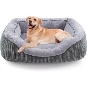 INVENHO Large Dog Beds Large Sized Dog Washable, Orthopedic Warming Soft Sleeping Puppy Bed Durable Pet Bed with Anti-Slip Bottom L(35"x25"x10") (Grey)