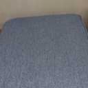 Amazon Basics Small Ottoman Foot Rest, Mid-Century Modern X Square Polyester Foot Stool, Indigo Blue, 20"W x 18"D x 18"H (Previously Rivet Brand)