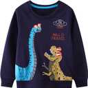 Bumeex Toddler Boy's Kids Crewneck Pullover Sweatshirts 2-7Year (Blue)