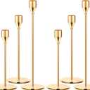 Metal Gold Taper Candle Holder for Wedding, Dinning, Party, Fits 3/4 inch Thick Candle&Led Candles (Set of 6 Pcs)