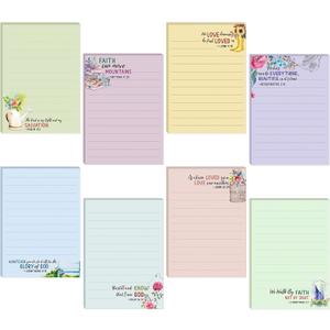 8 Pack Christian Sticky Notes Samll Scripture Inspirational Memo Pads Floral Design Adhesive Religious Bible Verse Quotes Notepads for Writing Diary Lists Schedules, 4 x 5. 5 Inch(Fresh Style)