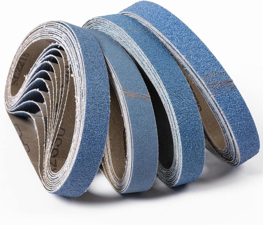 40 Pack Zirconia Sanding Belts, 20 x 520mm, 10 Each of 40/60/80/120 Grits, Zirconium Corundum, 3/4" x 20-1/2" Belts, UW-BS20520 Compatible