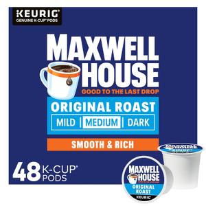 Maxwell House Original Roast Medium Roast K-Cup Coffee Pods, 48 ct Box BB 4/23/26