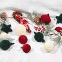 SY Super Bang 30PCS Velvet Christmas Ornaments Set, Flocked Shatterproof Assorted Hanging Xmas Tree Ball Decorations, for Home Party Holiday Decor, Coffee, Beige, Deep Green