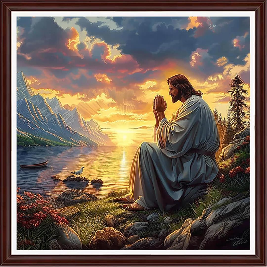 Magxvouy Cross Stitch Kits Stamped Full Range of Embroidery Kits,Cross Stitch Patterns Needlework Kits for Beginners 11CT Printed Kits& Jesus' Prayer 18x18 inch