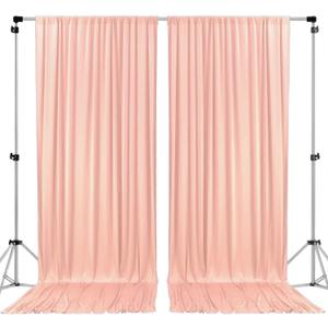 AK TRADING CO. Polyester Backdrop Drapes Curtains Panels with Rod Pockets - Wedding Ceremony Party Home Window Decorations - Peach, 5 ft x 10 ft (60"W x 120"L (Pack of 2))