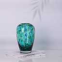 9" Tall Teal Vase Hand Blown Glass Vase Green, Modern Teal Home Table Centerpieces Wide Mouth Vases for Bud&Flower Decor - Ideal Living Room, Kitchen, Wedding, Dining Table, Office Center Table