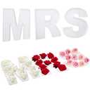 MRS Wooden Charcuterie Board Letters, 3pcs Reusable Bridal Shower Food Trays for Snack Fruit Candy Cake Cookies, Fillable Alphabet Shaped Decorative Platter for Wedding Bridal Shower Engagement Party