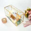 Glass Wedding Card Box with Lock, 12.6x5.9x9 inches Large Gold Card Boxes for Wedding Reception, Graduation, Keepsake Display, Party Centerpiece Gift Box