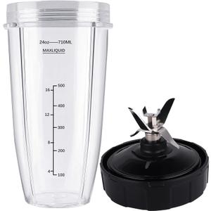 Blender Replacement Parts for Ninja, 24oz Cup with Extractor Blade, for Nutri Ninja Auto iQ BN801 BL480 BL640 BL642 NN100 BL2012 (2 Pack)