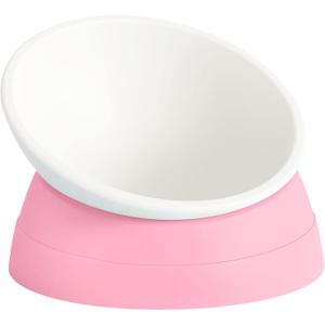 Cat Bowls Elevated Cat Food Bowl Adjustable Cat Dish Anti-Slip and Anti-Noise Raised Cat Bowl Protecting Pets Spine Thickened Plastic Bowl Suitable for Indoor Cats, 17 Oz (Milky White, Pink)