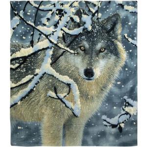 Dawhud Direct Wolf Fleece Blanket Queen Size Winter Blanket for Adults and Kids - 75x90 Inches Soft and Durable Plush Throw for Bed - Thoughtful Gift for Animal Lovers and Wolf-Themed Decor (Broken Silence Wolf)