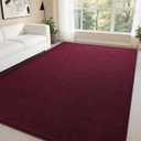 DweIke 6x9 Burgundy Red Rugs for Bedroom Living Room, Soft Fluffy Washable Low Pile Solid Color Rug, Non-Slip Throw Carpets for Kids Boys Girls Dorms Nursery Classroom Home Decor