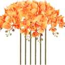 38 Inch Orange Orchids Artificial Flowers 6 PCS Fake Orchids Velvet Silk Orchids Faux Orchid Flowers Long Stem Artificial Flowers for Tall Vase for Home Wedding Decoration(Orange)