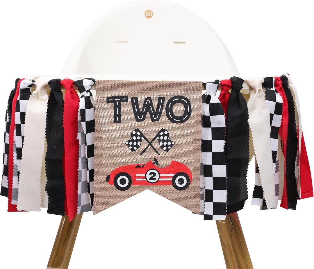Two Fast High Chair Banner - Racing Two Birthday Party Decorations,Racing Two Birthday Highchair,Two Fast Birthday Decorations,Fast Race Car 2nd Birthday Banner
