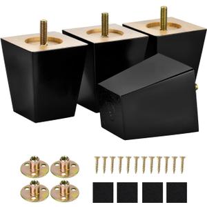 Maricome 3 Inches Furniture Feet for Couch Sofa Set of 4, Replacement Furniture Legs Black Wood Legs M8 Bolt Predrilled