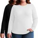 Ficerd 2 Pack Plus Size Sweaters for Women Long Sleeve Crewneck Lightweight Sweater Fall Winter Casual Pullover Tunic Tops, XL