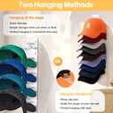 2 Pack Hat Organizer for Baseball Caps, Hat Hanger Holder Hold up to 16 Hat, Wall Hat Rack with Strong Adhesive, Multilayer Cap Storage Hooks for Closet Door and Bedroom (Beige-18)