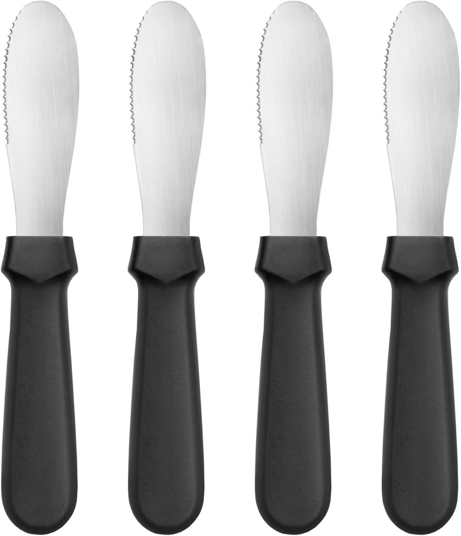 New Star Foodservice 43013 Plastic Handle Butter Spreader, 8.75-Inch, Black, Set of 4
