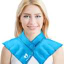 Neck Shoulder Heating Neck Wrap Microwave Heating Pad, Hot and Humid Back Pain Relief Hot Compress, Adjustable Microwave Neck Heater (NSF-Light Blue)