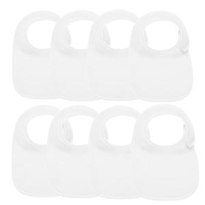 lazyrhino 8 Pack Baby Bibs Unisex Adjustable Drooling Bibs with Snaps Ultra Soft Absorbent Teething Bibs for Boys and Girls (white)