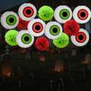 2 x 14Pcs Halloween Eyeballs Hanging Paper Lanterns Party Decorations with Hooks and Ropes Halloween Spooky Decor for Home Garden Patio Outdoor Indoor