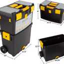 Rolling Tool Box with Wheels, Foldable Comfort Handle, and Removable Top Toolbox Organizers and Storage by Stalwart
