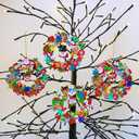 Winlyn 12 Sets Christmas Craft Kits Winter Crafts DIY Holiday Wreath Ornaments Decorations Art Sets Snowmen Snowflake Festive Foam Stickers Arts and Crafts for Kids Classroom Activities Party Favors