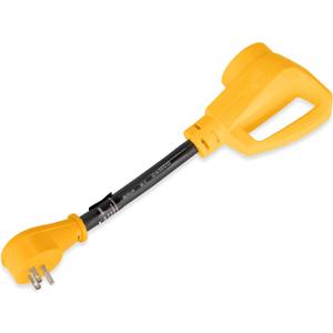 Camco RV Dogbone Electrical Adapter with Innovative 180 Degree Bend Design and PowerGrip Handle - 15 Amp Male to 50 Amp Female, 12" 