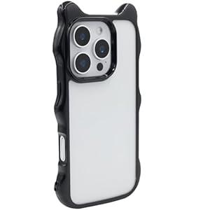 MC Fashion for iPhone 16 Pro Max Case, Cute 3D Bear Ear Design Slim Bumper Cover, Shockproof Soft TPU Case (Black)