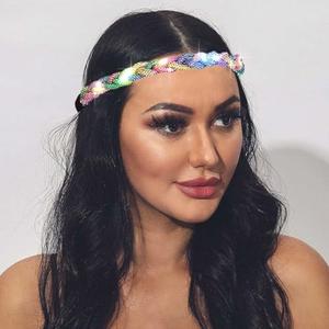 ACEDRE Light Up Rhinestone Headbands Led Glowing Hair Band Crystal Forehead Head Chain Sparkly Rave Party Costume Hair Accessories for Women(Multicolor)