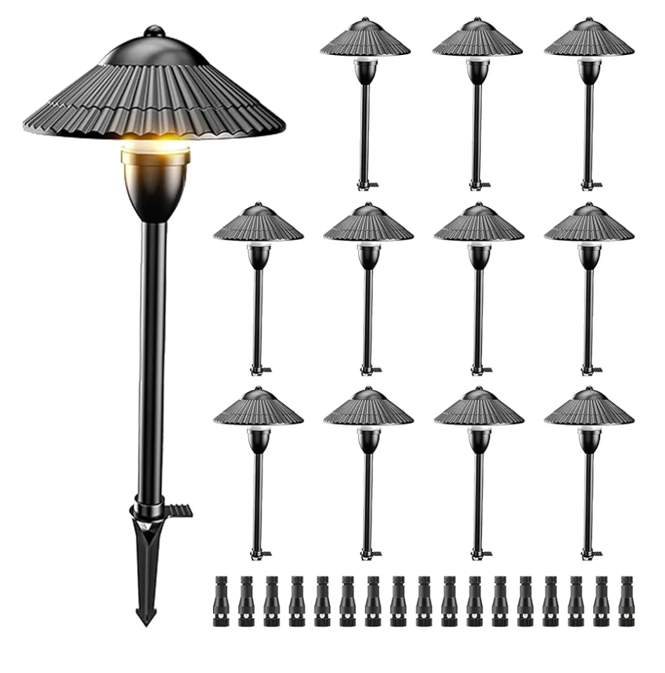 ZUCKEO Low Voltage Landscape Lights 5W Aluminum Pathway Lights,12V-24V Outdoor Landscape Lighting, 3000K Wired Path Light for Yard Garden Walkway, IP66 Waterproof, 12Pack with Connector