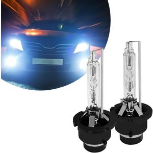 D2S Hid Headlight Bulbs 2PCS 35W Super Bright Bulbs, D2S Headlight Bulb D3S HID Car Original Replacement Lights 12V High Beam Low Beam Xenon Bulbs with Metal Stents Base (D-2S White)