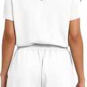 Casly Lamiit Women's Summer Short Sleeve Romper 2025 Casual Loose Crewneck Short Jumpsuit One Piece Outfits with Pockets (White, M)