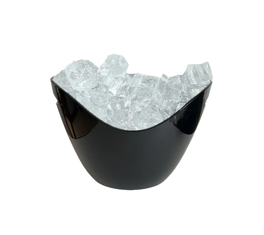 Insulated Ice Bucket for Parties 8L, Large Drink Bucket for Cocktail Bar, Plastic Ice Holder (Black)