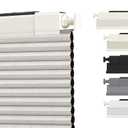 SUNOFF Cordless No Drill Blackout Cellular Shades, 37" W x 48" H, Linen